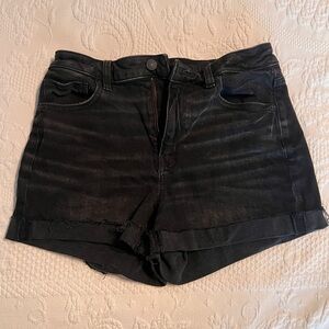 American Eagle Outfitters Black Jean Shorts High-Waisted Cut-Off